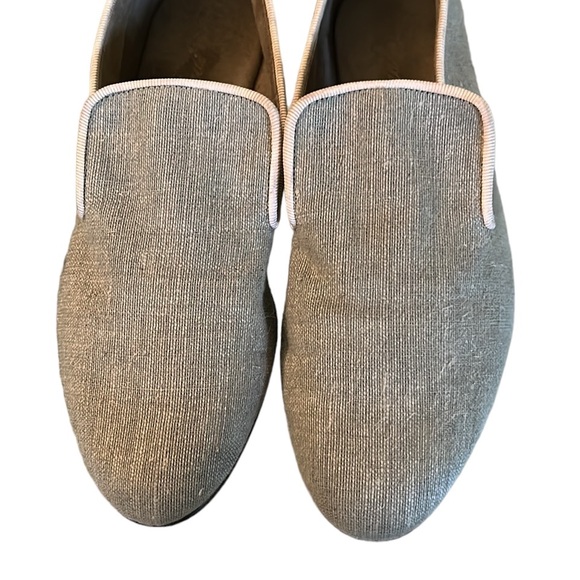 Evelyn Paul Paris Handmade Tan Linen Leather Loafers - 7 - Picture 6 of 14